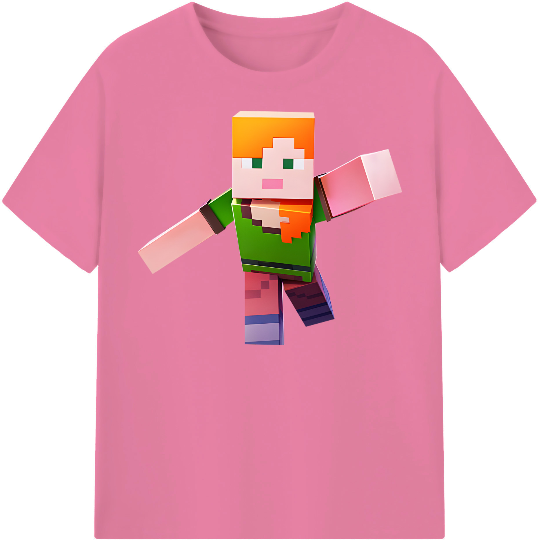 （画像用） マインクラフト ブロックの世界 Minecraft MC Block world 綿100％半袖Tシャツ（フロントプリント）